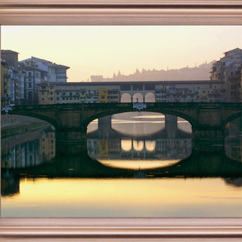 Golden Bridge Glow - 28" x 34" Framed Wall Art - Dark Gray
