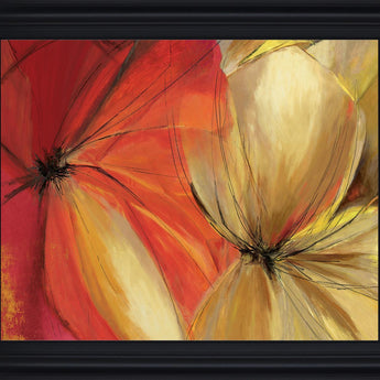 Radiant Petal Whisper - 28" x 34" Framed Wall Art - Orange