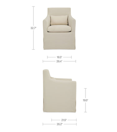 Lydia - Outdoor Slipcover Dining Chair - Cream