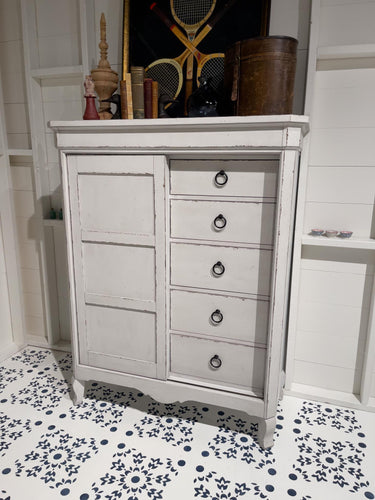 Vintage Market - Sliding Door Chest 5 Drawer - Picket Fence