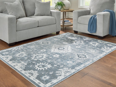 Avanworths - 5' x 7' Washable Rug - Blue / Gray / Ivory
