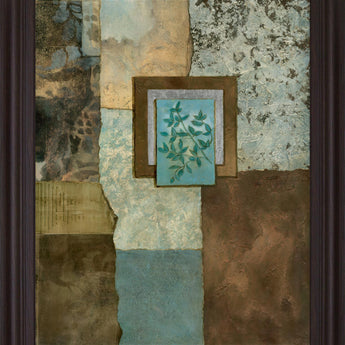 Teal Leaf Mosaic - 28" x 34" Framed Wall Art - Blue