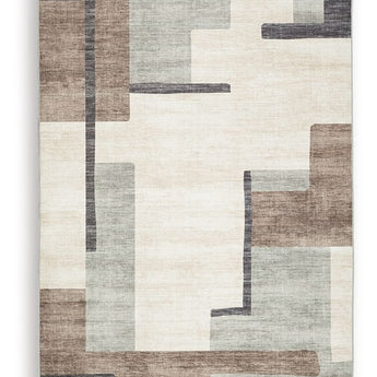 Larkport - 5' x 7' Washable Rug - Cream / Brown / Gray
