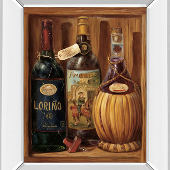 Vintage Wine Il - Mirror Framed Print Wall Art - Dark Brown