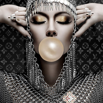 "Glamour Reverie" Tempered Glass With Foil - Metallic