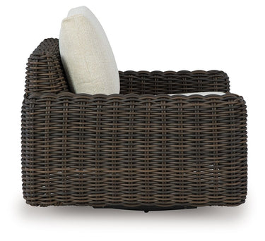 Kimora - Sillón giratorio con cojín - Beige/Marrón oscuro