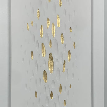 "Golden Drops" Hand-Painted Wrapped Canvas - Gray / Gold