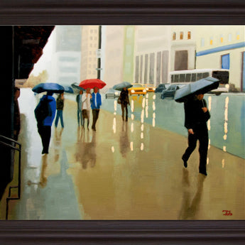 Umbrella Reflections - 28" x 34" Framed Wall Art - Beige