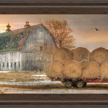 Sunset On The Farm By Lori Dieter - Framed Print Wall Art - Dark Brown