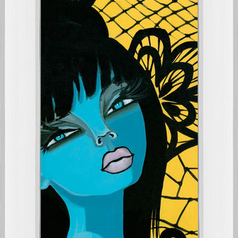 Ink Chiffon I By Bev Hogue - Mirror Framed Print Wall Art - Blue