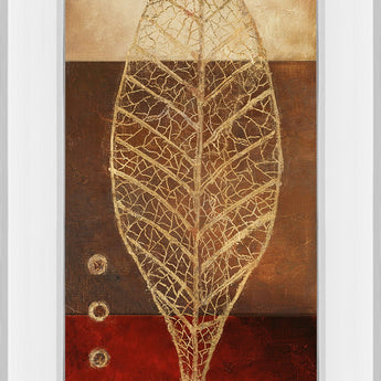 Fossil Leaves Il By Patricia Pinto - Mirror Framed Print Wall Art - Red