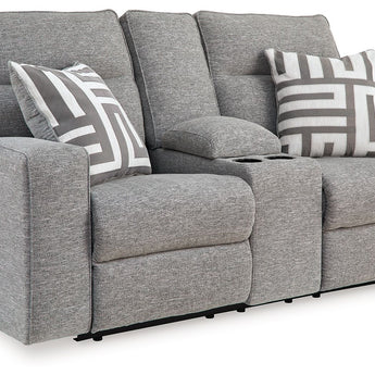 Biscoe - Power Reclining Loveseat With Console /Adj Headrest - Pewter