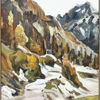 Ochre Alpine Passage I - 32 X 48 - Hand-Embellished Canvas In Frame - Ochre
