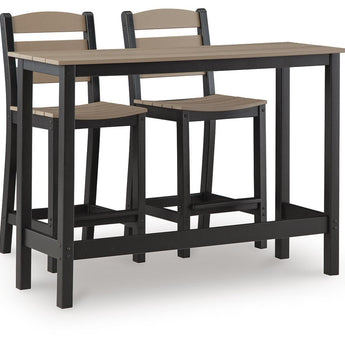 Shoreline Beach - Mesa de bar para exterior y 2 taburetes (juego de 3) - Negro/Beige