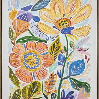 Petal Reverie I Hand-Embellished Canvas In Frame - Natural / Multicolor