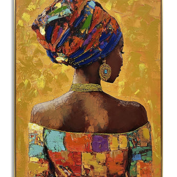 Radiant Mosaic Silhouette - 40" x 30" Framed Wall Art - Orange