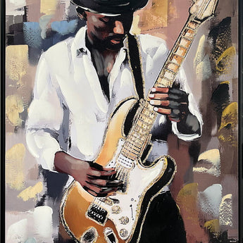 Midnight Riff I Hand-Embellished Canvas In Frame - White / Gold