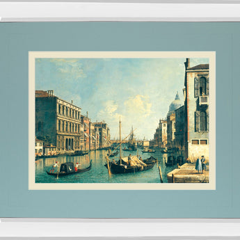 The Grand Canal, Venice The Rialto Bridge By Antonia Canaletto - Mirror Framed Print Wall Art - Blue