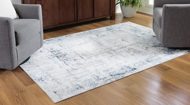 Emertonly - 5' x 7' Washable Rug - Blue / White / Gray