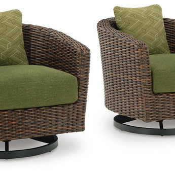 Horizon Hall - Swivel Lounge With Cushion - Brown / Green