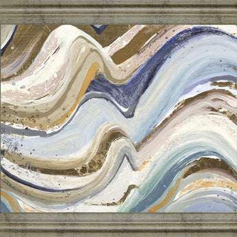 Golden Crest Waves - 28" x 34" Framed Wall Art - Beige