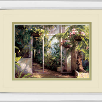 Atriums First Light I By Hali - Mirror Framed Print Wall Art - Green