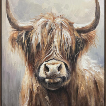 "Highland Majesty" Hand-Painted Canvas In Frame - Brown