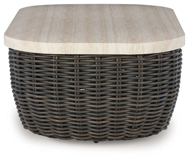 Kimora - Mesa de cóctel rectangular - Beige / Marrón oscuro