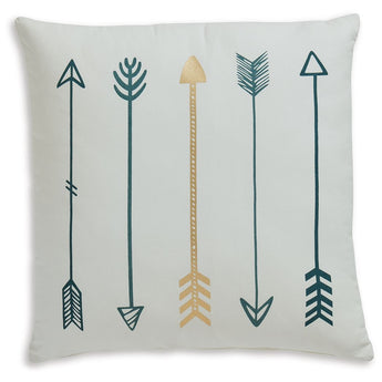 Gyldan - Pillow - White / Teal / Gold