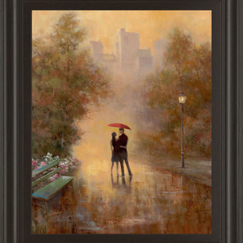 Walk In The Park I By T.C. Chiu - Framed Print Wall Art - Dark Brown