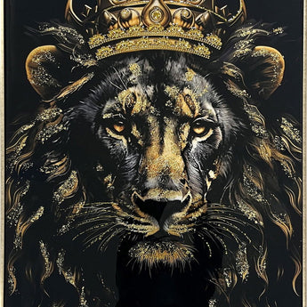 Crowned Noir I Gloss Canvas With Glitter In Frame - Black / Gold