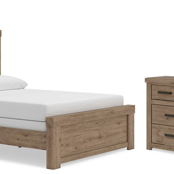 Oliandon - 3 Pc. - Queen Panel Bed, Dresser And Mirror - Light Brown