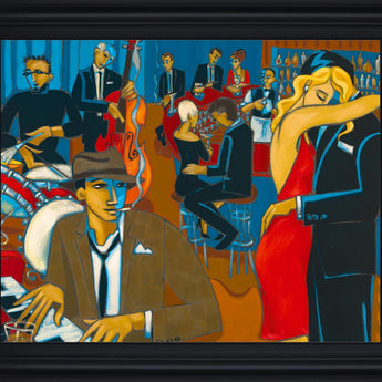Jazz Lounge Serenade - 28" x 34" Framed Wall Art - Blue