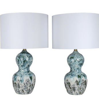 Oceanic Drift Ceramic Table Lamp (Set of 2) - Blue Drip Reactive Glaze
