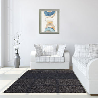 Stacked Serene Shapes - 28" x 34" Framed Wall Art - Beige