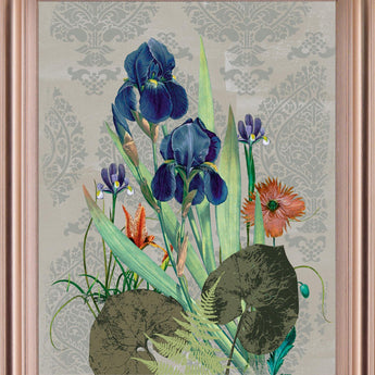 Mystic Iris Garden - 28" x 34" Framed Wall Art - Gray
