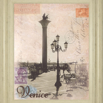 Venice Travelogue By Ben James - Framed Print Wall Art - Beige