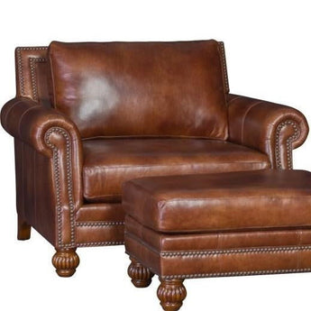 Mayo 4300 Series Traditional Arm Chair with Nailhead Trim - Leather