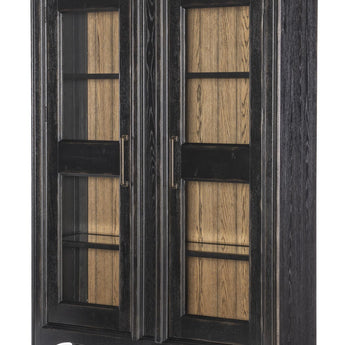 Vintage Market - Glass Front Display Cabinet - Barnwood Oak And Kettle Black