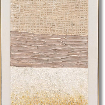 Golden Texture Harmony - 28" x 40" Framed Wall Art - Beige