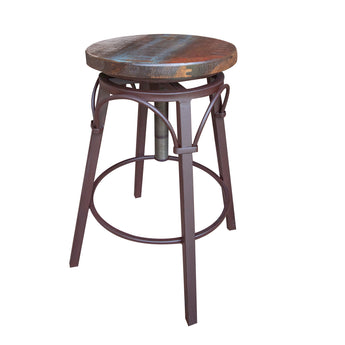 Antique Stool With Iron Base Multicolor - Adjustable Height at Quality Home Furniture Mesquite