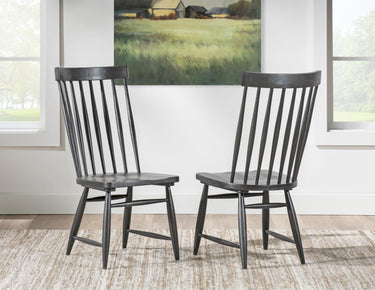Vintage Market - Windsor Side Chair With Tapered Spindles (Set of 2) - Kettle Black
