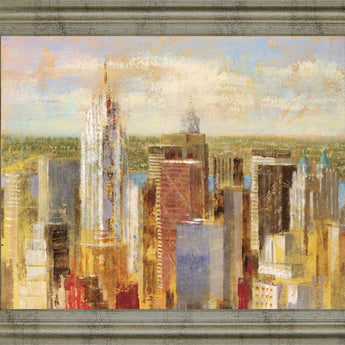Sunlit Skyline - 28" x 34" Framed Wall Art - Gold