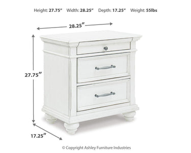 Kanwyn - Three Drawer Night Stand - Whitewash