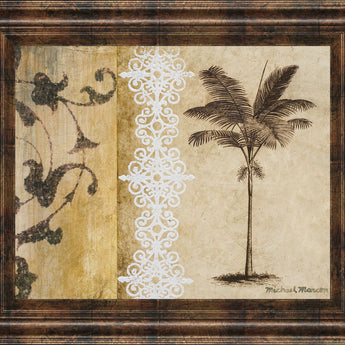 Decorative Palm I By Michael Marcon - Framed Print Wall Art - Beige