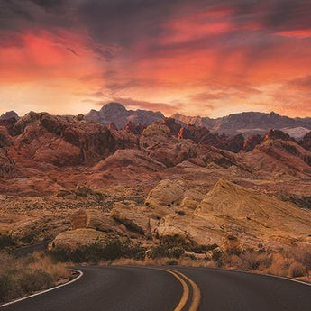 Sunset Valley Road By Martin Podt Photography (Framed) - Orange