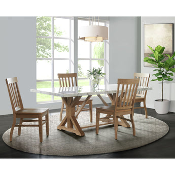 Lakeview - Juego de comedor rectangular de 5 piezas (mesa y cuatro sillas) - Blanco