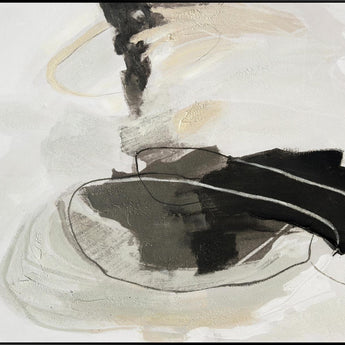 Abstract - Hand-painted Canvas in Frame - Gray