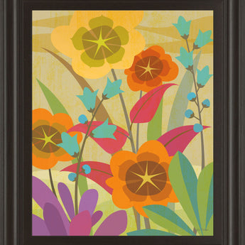Flowerbed By Cary Phillips - Framed Print Wall Art - Orange