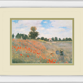 Wild Poppies, Near Argenteuil By Claude Monet - Mirror Framed Print Wall Art - Beige